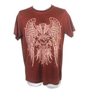 Young Mens Jack DMD Wing Chest Graphic Tee Short Sleeve Burgundy T-shirt Size S
